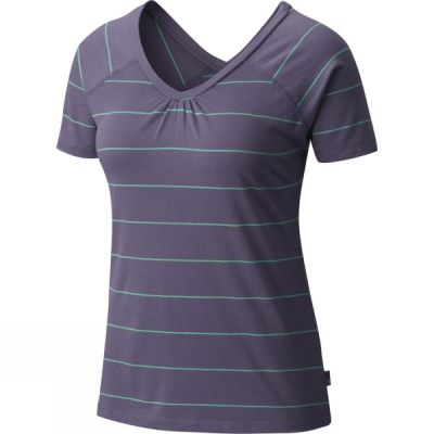 Tee Mountain Hardwear DrySpun Stripe Manga Corta Mujer - Moradas - Chile SVW148267